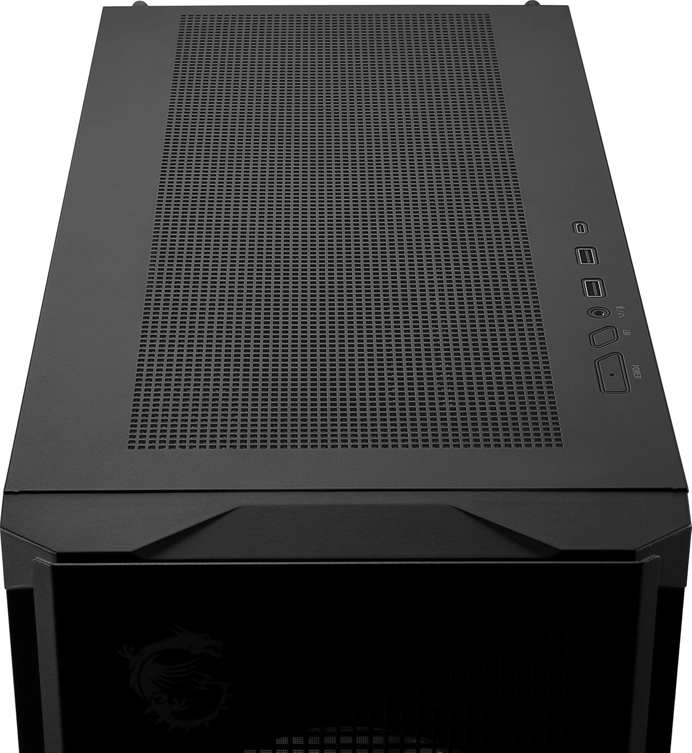 imageMSI MPG Velox 300R Airflow PZ MidTower Gaming PC Case Tempered Glass Side Panel 2 x 160 mm Dual Layer Blades Fans Liquid Cooling Support up to 360mm Radiator Mesh Panel for Airflow