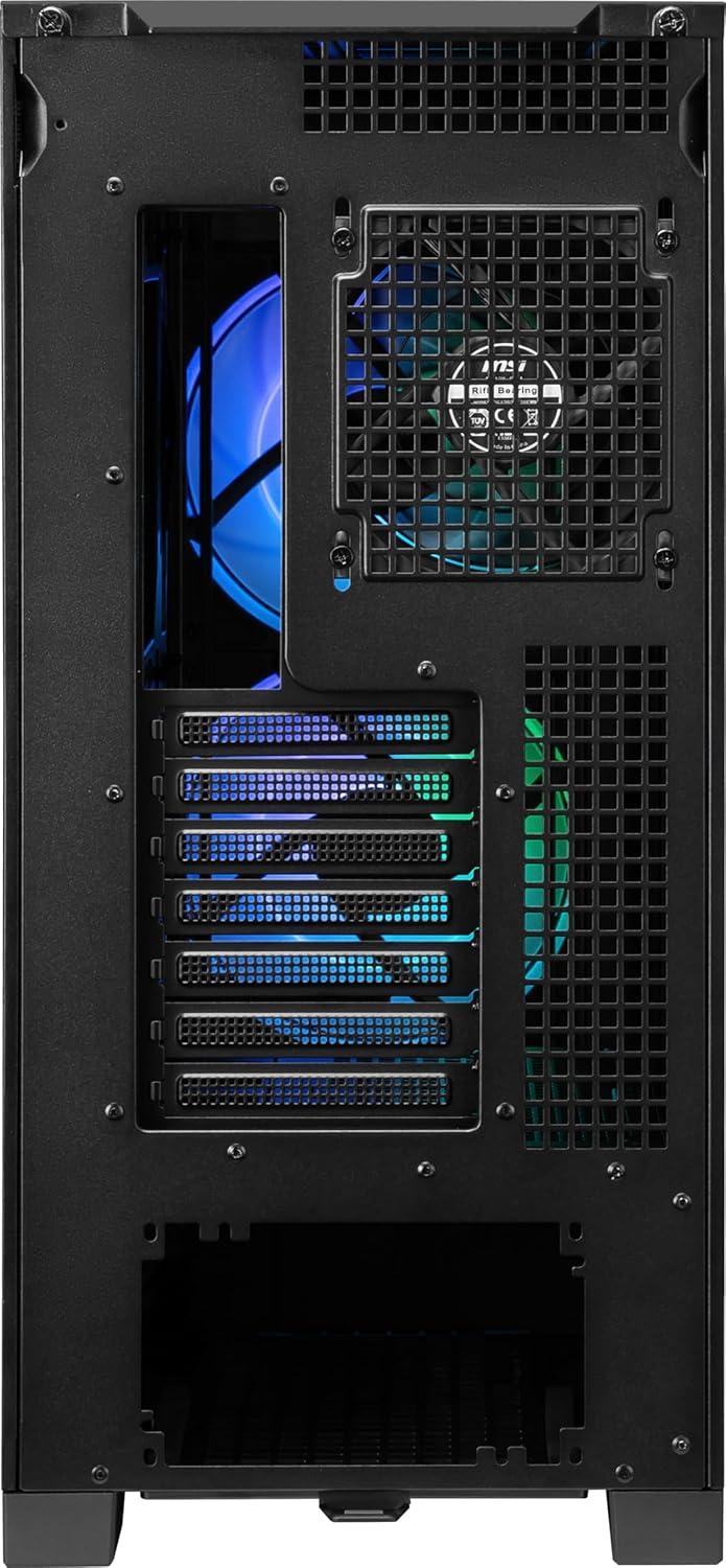 imageMSI MPG Velox 300R Airflow PZ MidTower Gaming PC Case Tempered Glass Side Panel 2 x 160 mm Dual Layer Blades Fans Liquid Cooling Support up to 360mm Radiator Mesh Panel for Airflow