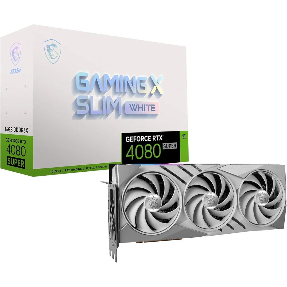 imageMSI Gaming RTX 4080 Super 16G Gaming X Slim White Graphics Card NVIDIA RTX 4080 Super 256Bit Extreme Clock 2625 MHz 16GB GDRR6X 23 Gbps HDMIDP Ada Lovelace Architecture