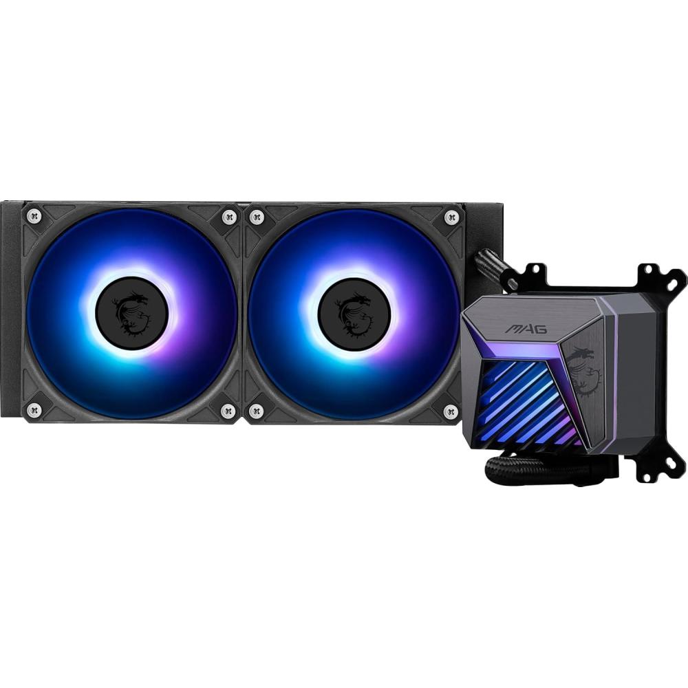 imageMSI MAG CORELIQUID A15 240  AIO ARGB CPU Liquid Cooler  240mm Radiator  LGA 1851 Ready  Dual 120mm ARGB PWM Fans Black