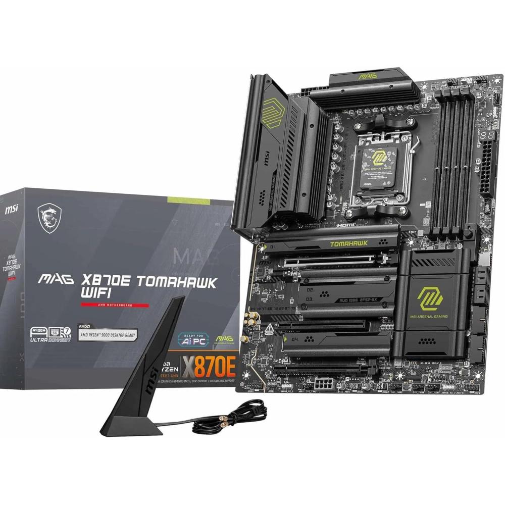 imageMSI MAG X870 Tomahawk WiFi Gaming Motherboard AMD Ryzen 900080007000 Series Processors AM5 DDR5 PCIe 50 M2 Gen5 SATA 6Gbs USB 40Gbps HDMIDP WiFi 7 Bluetooth 54 5Gbps LAN ATXMAG X870E TOMAHAWK WIFI