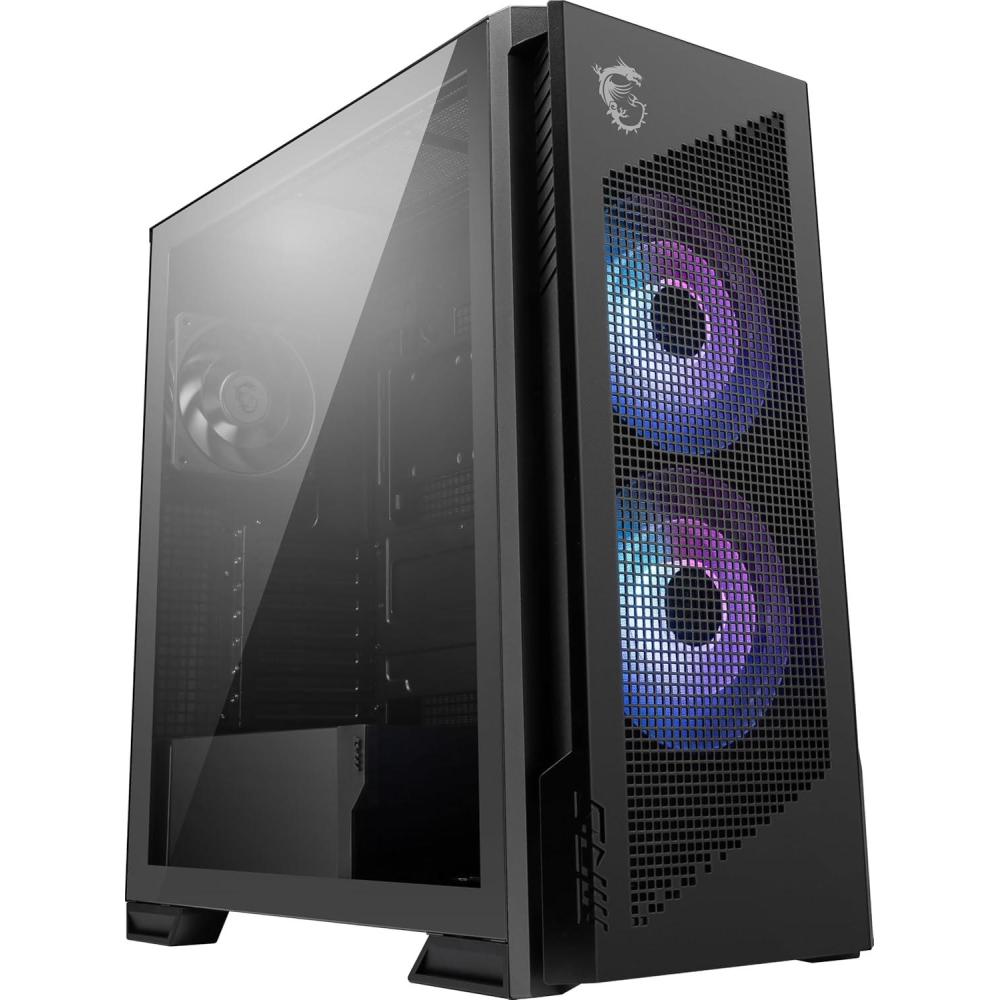 imageMSI MPG Velox 300R Airflow PZ  MidTower Gaming PC Case  Tempered Glass Side Panel  2 x 160 mm Dual Layer Blades Fans  Liquid Cooling Support up to 360mm Radiator  Mesh Panel for Airflow