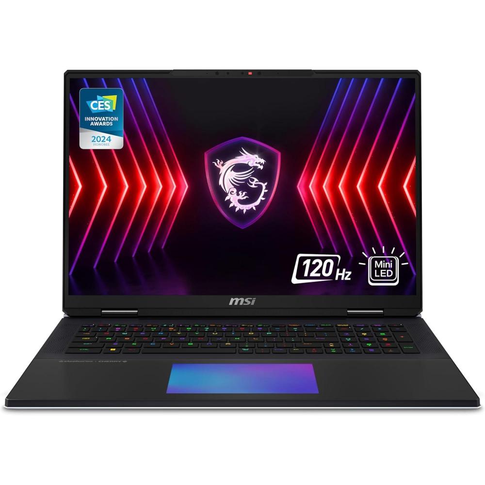imageMSI Titan 18 HX AI 18quot 120Hz MiniLED UHD Gaming Laptop Intel Ultra 9285HX NVIDIA Geforce RTX 5080 96GB DDR5 4TB NVMe SSD Thunderbolt 5 WiFi 7 Win 11 Pro Black A2XWIG054USi914900HX
