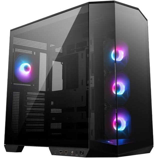 imagemsi MAG PANO 100R PZ  Premium MidTower Gaming PC Case  Tempered Glass Side Panel  4X ARGB 120mm Fans  Liquid Cooling Support up to 360mm Radiator  Black Color Case