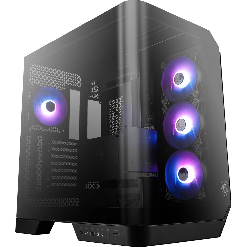 imagemsi MAG PANO 120R PZ  ATX MidTower Gaming PC Case  270degree Tempered Glass Panel  Liquid Cooling Support up to 360mm Radiator  PreInstalled 7 ARGB Fans  VGA Bracket