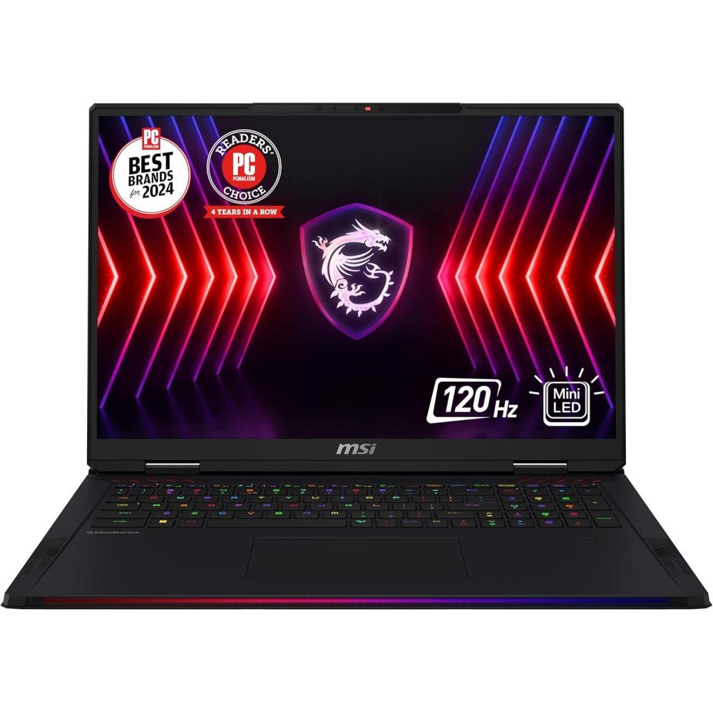 imagemsi Raider 18 HX AI 18 120Hz UHD Gaming Laptop Intel Core U9285HX NVIDIA Geforce RTX 5090 64GB DDR5 2TB NVMe SSD Thunderbolt 5 WiFi 7 Win 11 Pro Black A2XWJG069USi914900HX