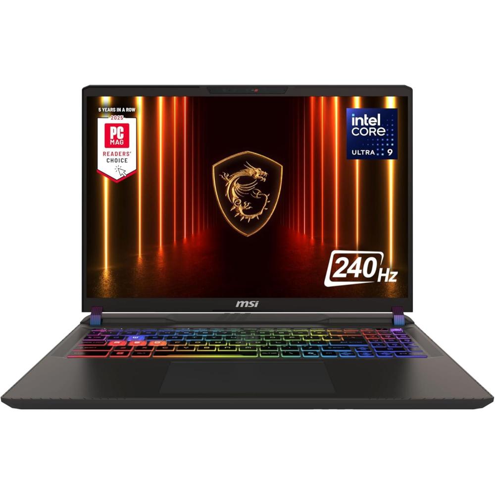 imagemsi Vector 16 HX AI 16 240Hz QHD Gaming Laptop Intel Core Ultra 9275HX NVIDIA Geforce RTX 5070Ti 16GB DDR5 1TB NVMe SSD Thunderbolt 5 WiFi 7 Win 11 Home Cosmo Gray A2XWHG211USUltra 9 275HX