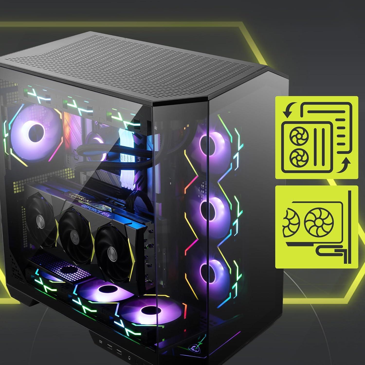 imagemsi MAG PANO 100L PZ Premium MidTower Gaming PC Case Tempered Glass Side Panel Liquid Cooling Support up to 360mm Radiator Vented Front Panel