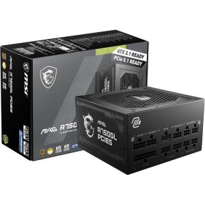 MSI MAG A750GL PCIE5, Fully Modular Compact Gaming 750W Power Supply, 80+ Gold, ATX 3.1 & PCIe 5.1 Ready, Native Dual-Color 12V-2×6 Cable, 10 Year Warranty(MAG A750GL PCIE5)