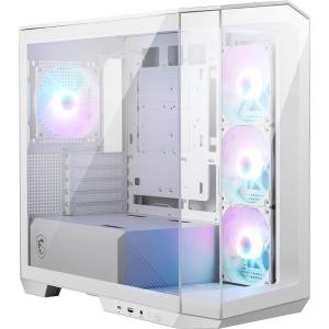 MSI MAG PANO M100R PZ White – Premium Mid-Tower Gaming PC Case – Tempered Glass Side Panel – ARGB 120mm Fans – Liquid Cooling Support up to 360mm Radiator – White Color Case