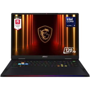 msi Raider A18 HX 18” 120Hz UHD+ Gaming Laptop: AMD Ryzen 9-9955HX3D, NVIDIA Geforce RTX 5090, 64GB DDR5, 2TB NVMe SSD, Type C, Wi-Fi 7, Win 11 Pro: Black A9WJG-052US(Ultra 9 285HX)