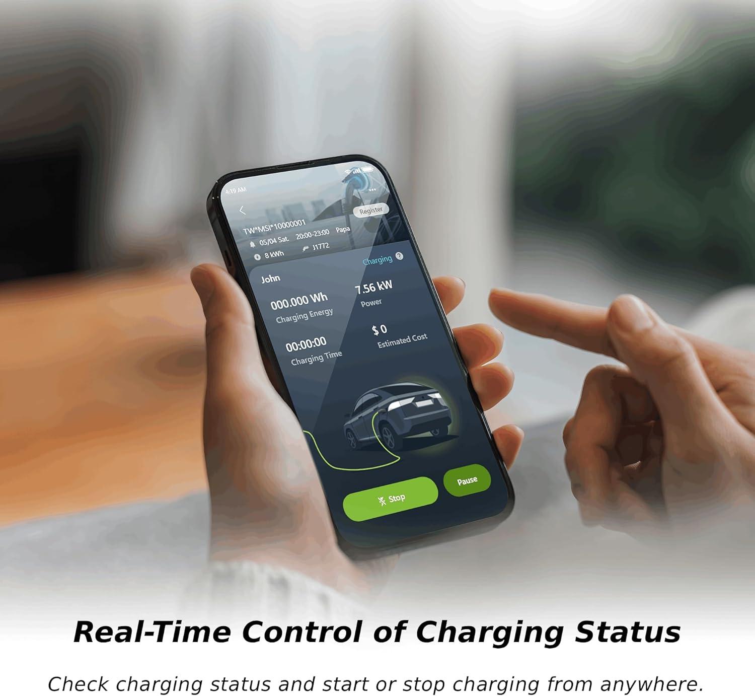 imageMSI EV Life NACS NEMA 1450 Level 2 Charger 240V 40A 96KW IP55 RatedWater and dust Resistant IK08 Impact Resistant UL2594 Certified Energy Star 5 Years Warranty