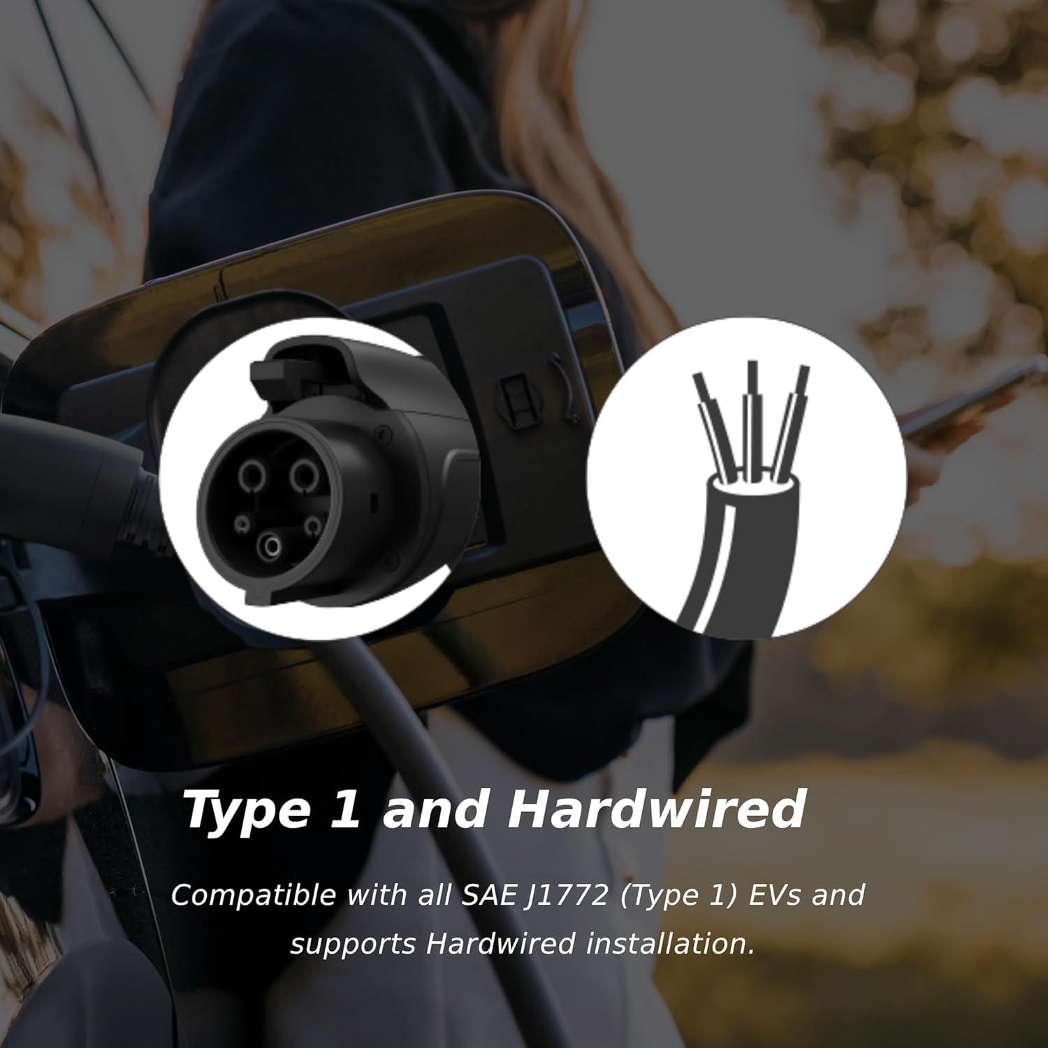 imageMSI EV Life Type 1 J1772 Hardwired Level 2 Charger 240V 60A 144 kW IP55 RatedWater and dust Resistant IK08 Impact Resistant UL2594 Certified Energy Star 5 Years Warranty