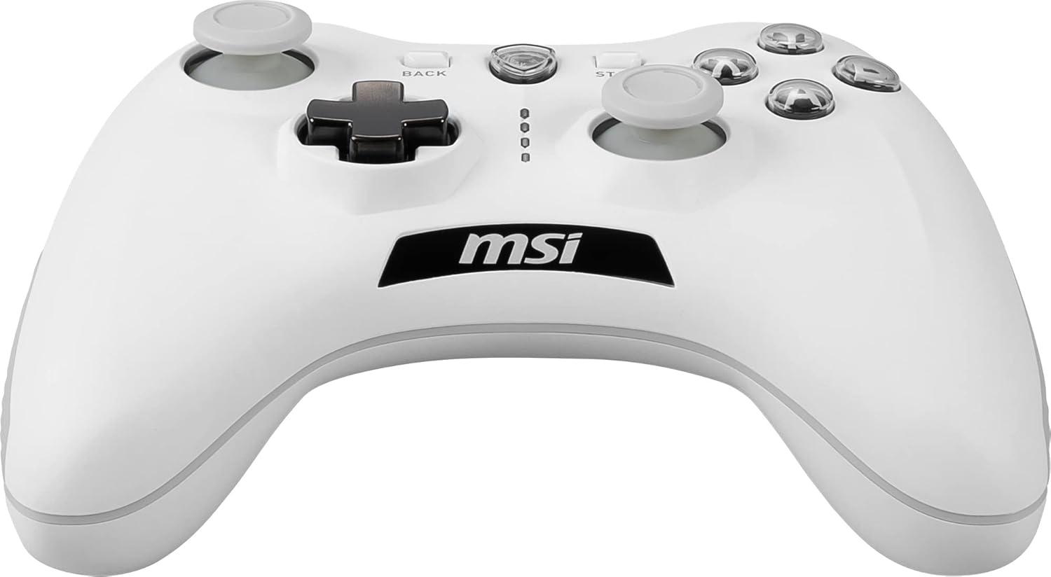 imageMSI Force GC30V2 White Wireless Gaming Controller Dual Vibration Motors Dual Connection Modes Interchangable DPads Compatible with PC ampamp Android Renewed