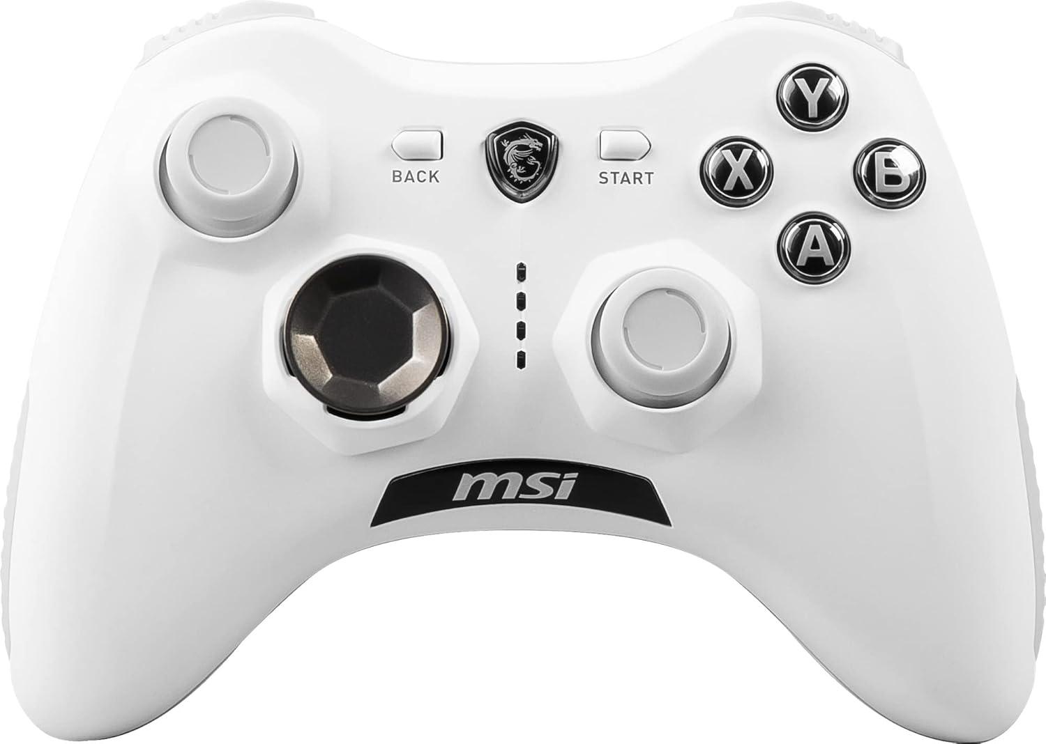 imageMSI Force GC30V2 White Wireless Gaming Controller Dual Vibration Motors Dual Connection Modes Interchangable DPads Compatible with PC ampamp Android Renewed