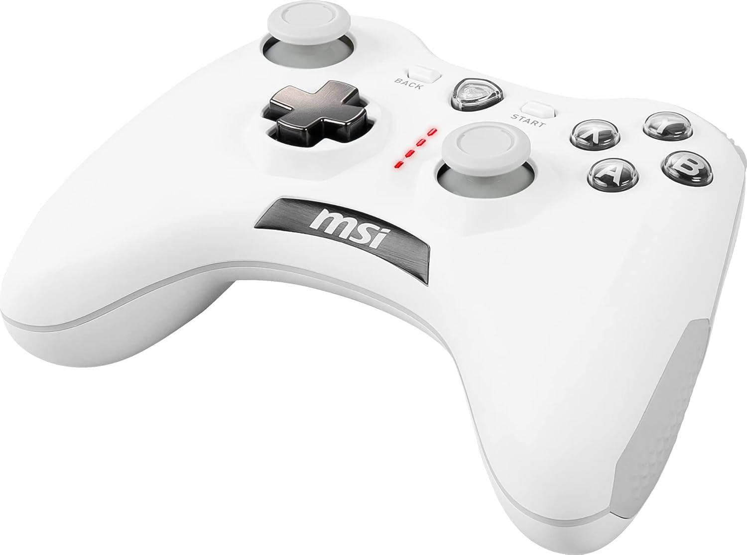 imageMSI Force GC30V2 White Wireless Gaming Controller Dual Vibration Motors Dual Connection Modes Interchangable DPads Compatible with PC ampamp Android Renewed