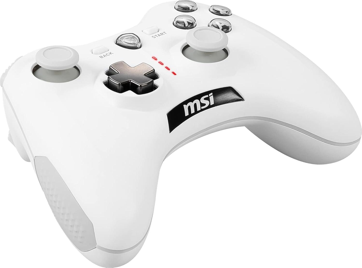 imageMSI Force GC30V2 White Wireless Gaming Controller Dual Vibration Motors Dual Connection Modes Interchangable DPads Compatible with PC ampamp Android Renewed