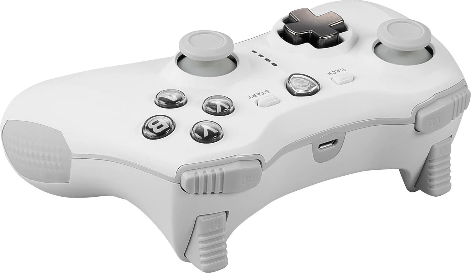 imageMSI Force GC30V2 White Wireless Gaming Controller Dual Vibration Motors Dual Connection Modes Interchangable DPads Compatible with PC ampamp Android Renewed
