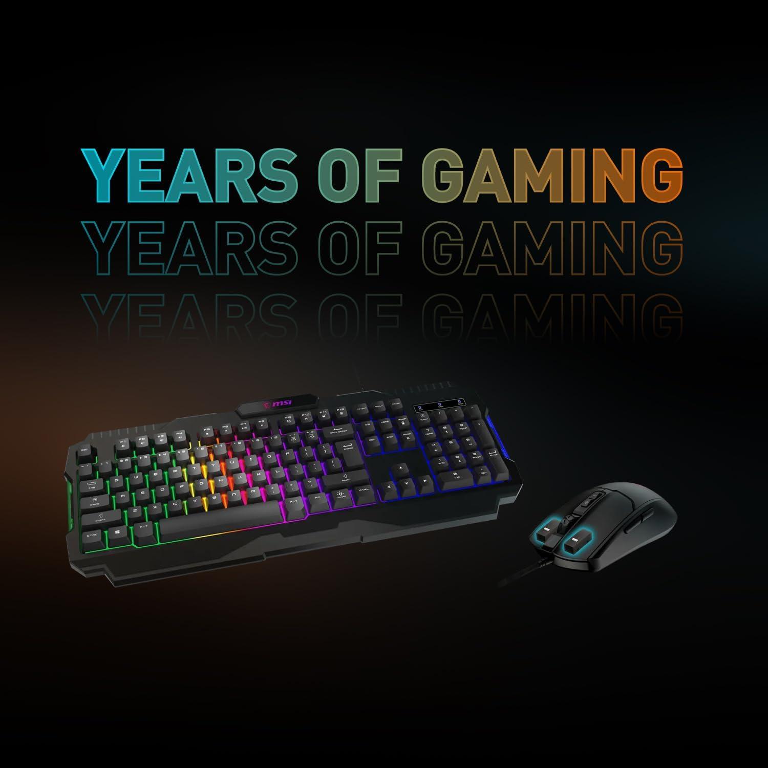 imageMSI Forge GK100 Combo Gaming RGB Keyboard ampamp Mouse Set 19Key AntiGhosting 6400 DPI Optical Sensor