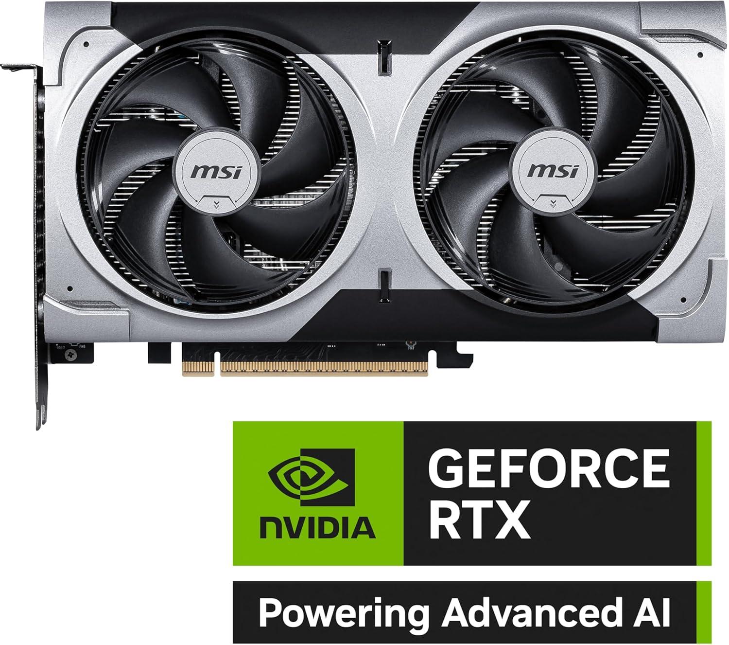 imageMSI GeForce RTX 5060 Ti 16G Ventus 2X OC Plus Graphics Card RTX 5060 Ti GPU 16GB GDDR7 28Gbps128bit PCIe 50 DualFan Thermal Design 2 x STORMFORCE Fan HDMI 21b DisplayPort 21b