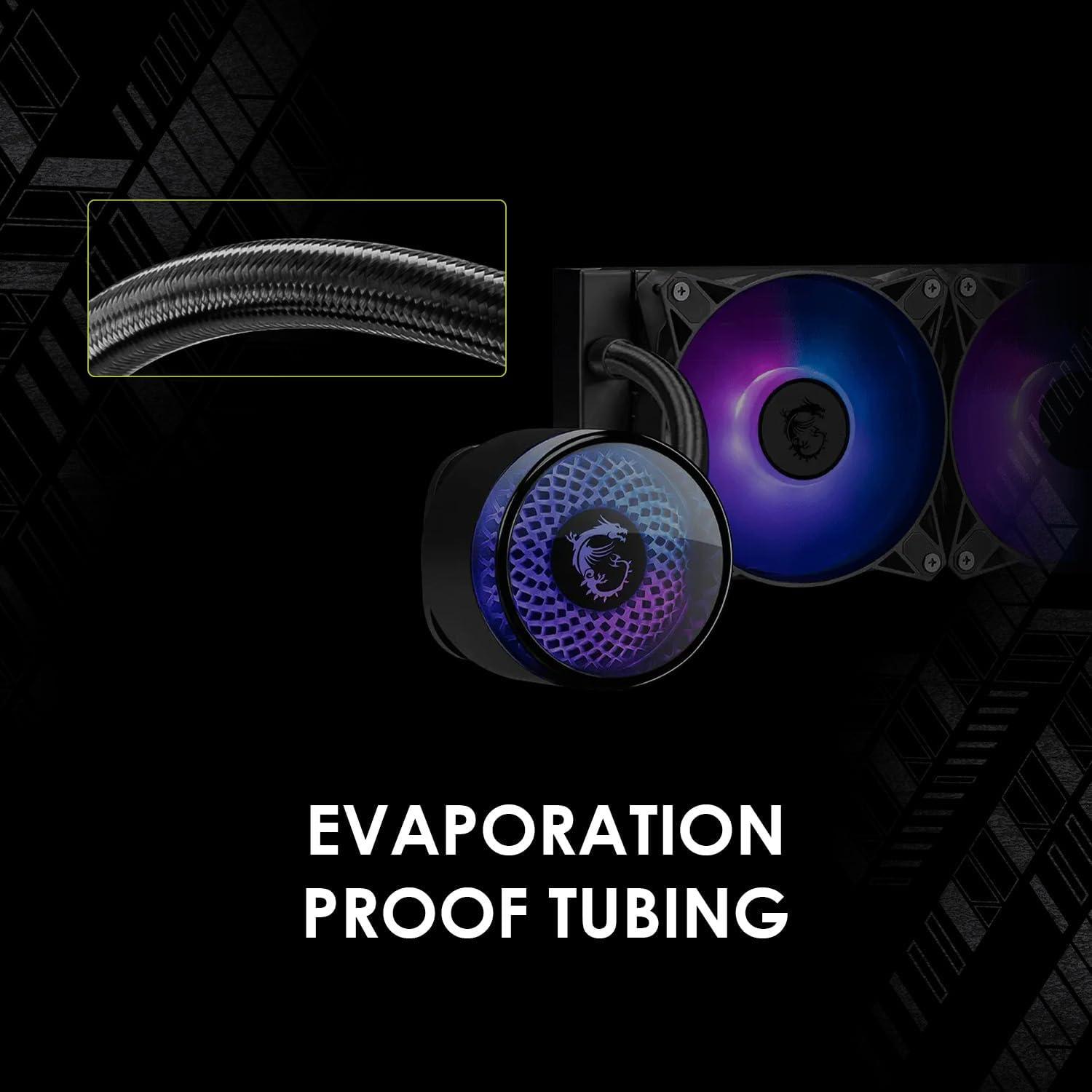 imageMSI MAG Coreliquid A12 360 AIO ARGB CPU Liquid Cooler 360mm Radiator LGA 1700 Ready Double Ball Bearring120mm ARGB PWM Fans x3 Rotatable Blockhead LGA 17001851 AM5 AM4 Black