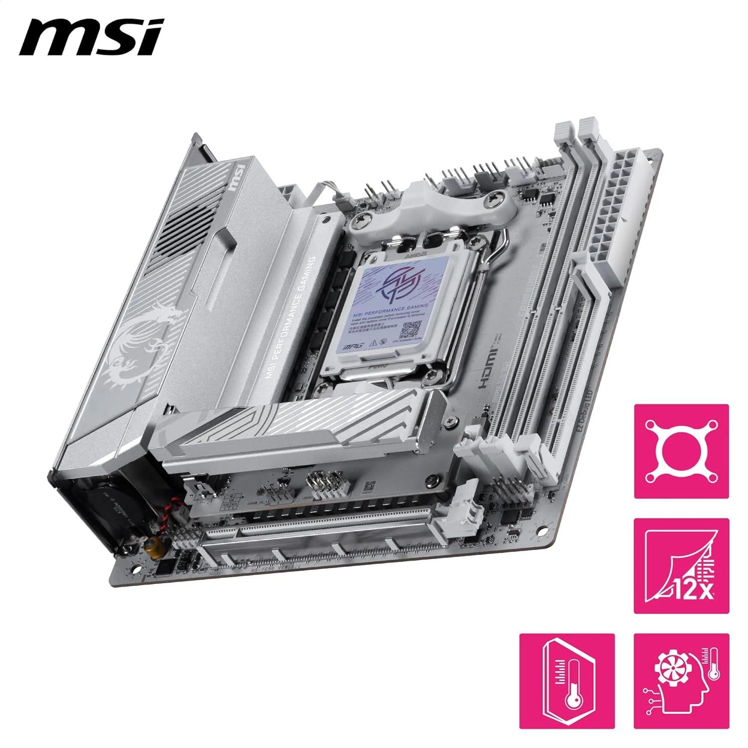 imageMSI MPG X870I Edge TI EVO WiFi Motherboard ATX Supports AMD Ryzen 90008000 7000 Processors AM5110A SPS VRM DDR5 Memory Boost up to10000MTs OC PCIe 50 x16 M2 Gen5 WiFi 7 5G LAN