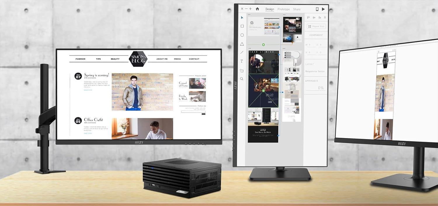 imageMSI PRO DP20ZA MFF Desktop AMD Ryzen R55600G Radeon Vega 7 8GB Memory DualCHL 250GB SSD WiFi 5 USB TypeC Windows 11 Home 5M060US