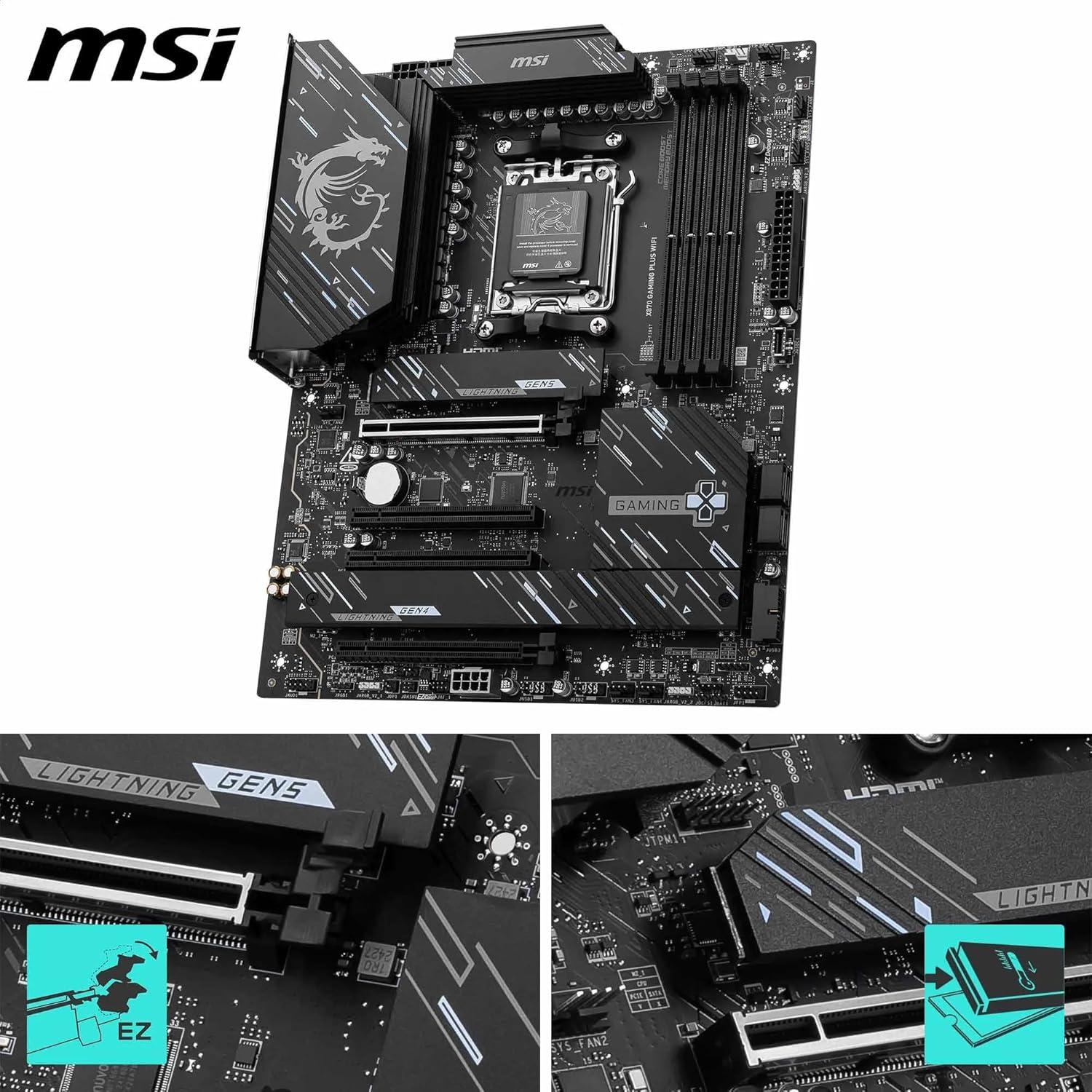 imageMSI X870 Gaming Plus WiFi V1 Motherboard ATXSupports AMD Ryzen 900080007000 Processors AM560A SPS VRM DDR5 Memory Boost 8200 MTs OC PCIe 50 x16 ampamp 40 x16 M2 Gen5 WiFi 7 5G LAN