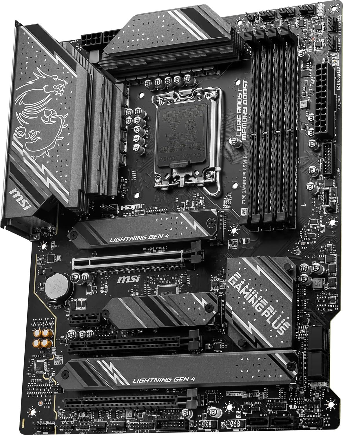 imageMSI Z790 Gaming Plus WiFiAMZ Gaming Motherboard Support 14th13th12th Gen Intel Processors LGA 1700 DDR5 PCIe 50 M2 Slots 25Gbps LAN USB 32 Gen2 WiFi 6E Bluetooth 53 ATX