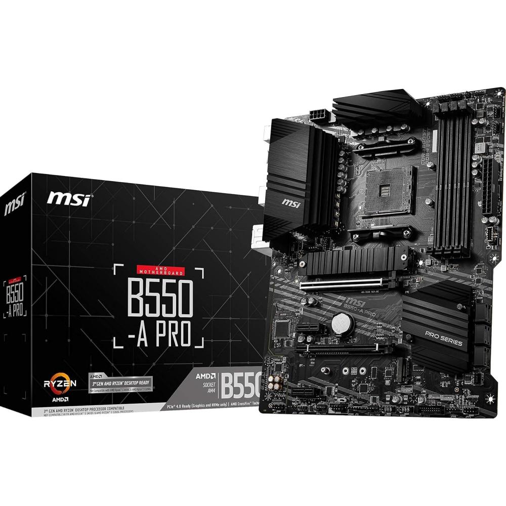 imageMSI B550A PRO ProSeries Motherboard AMD Ryzen 5000 AM4 DDR4 PCIe 40 SATA 6Gbs M2 USB 32 Gen 2 HDMIDP ATXMSI B550A PRO ProSeries Motherboard