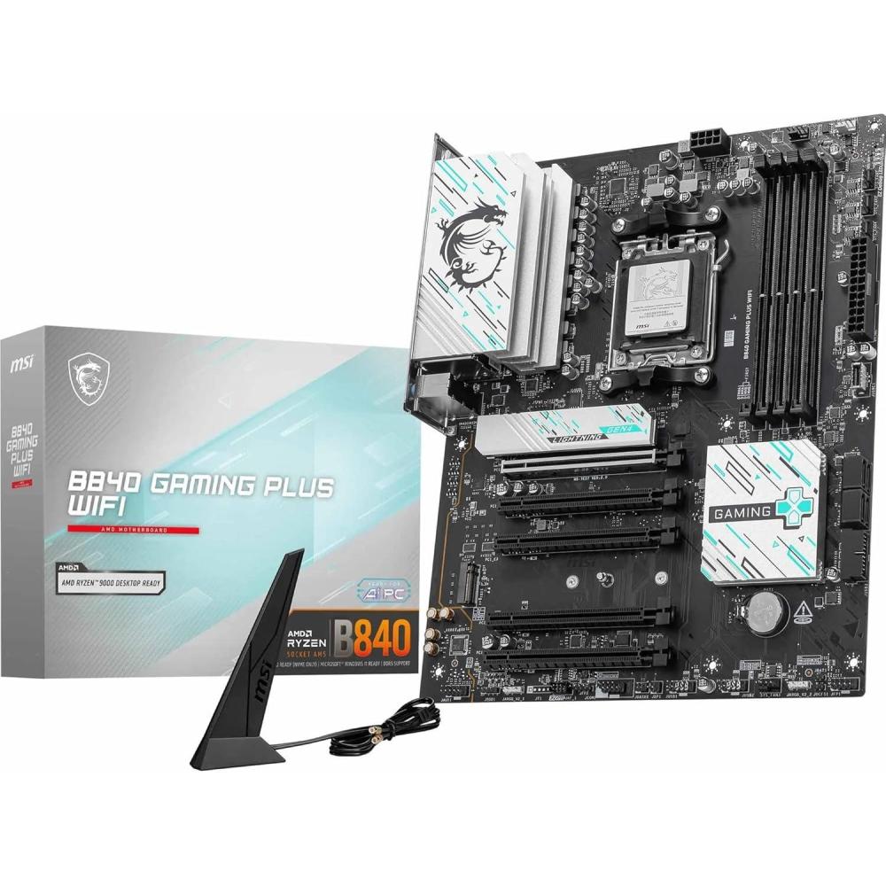 imageMSI B840 Gaming Plus WiFi Motherboard ATX  Supports AMD Ryzen 90008000  7000 Processors AM5  DDR5 Memory Boost 8000 MTs OC PCIe 40 x16 M2 Gen4 WiFi 7 25G LAN