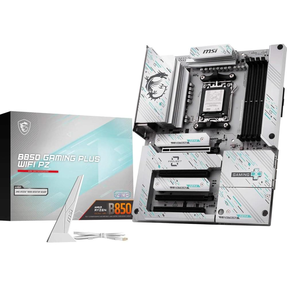 imageMSI B850 Gaming Plus WiFi PZ Motherboard ATX  Supports AMD Ryzen 90008000  7000 Processors AM5  DDR5 Memory Boost 8200 MTs OC PCIe 50 x16 M2 Gen5 WiFi 7 5G LANB850 Gaming Plus WiFi PZ