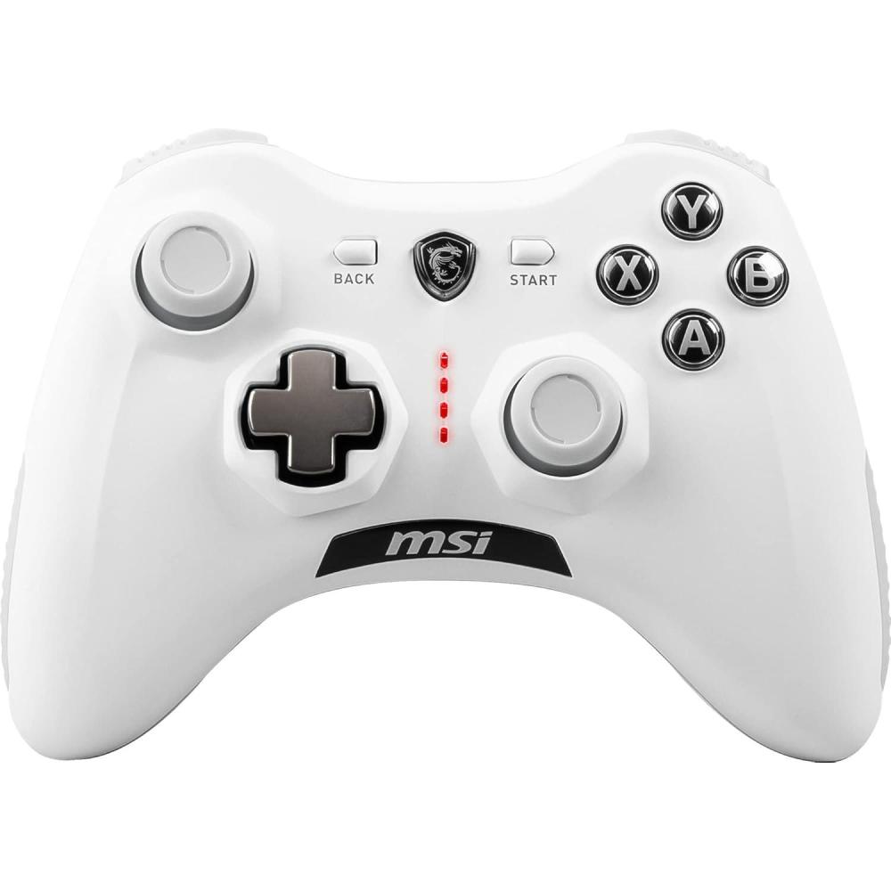 imageMSI Force GC30V2 White Wireless Gaming Controller Dual Vibration Motors Dual Connection Modes Interchangable DPads Compatible with PC ampamp Android Renewed
