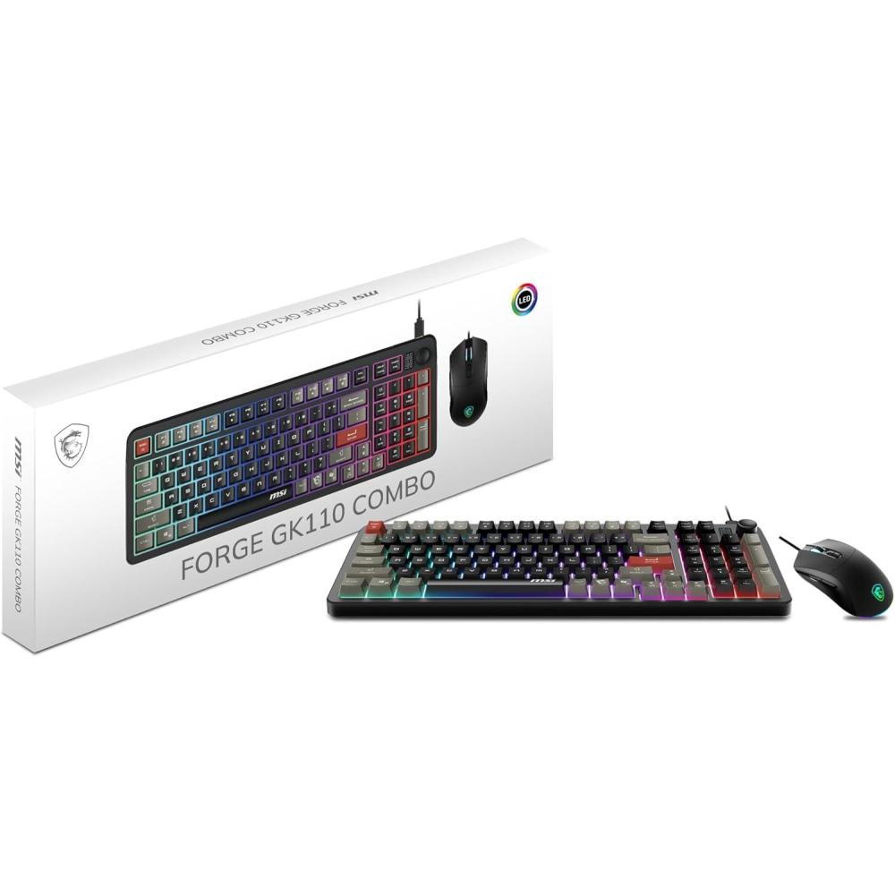 imageMSI Forge GK110 Combo US  Gaming RGB Keyboard ampamp Mouse Set 26Key AntiGhosting 12800 DPI Optical Sensor