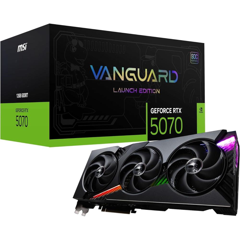 imageMSI Gaming RTX 5070 12G Vanguard SOC Launch Edition Graphics Card 12GB GDDR7 192bit Extreme Performance 2655 MHz DisplayPort x 3 21a HDMI 21b NVIDIA Blackwell Architecture