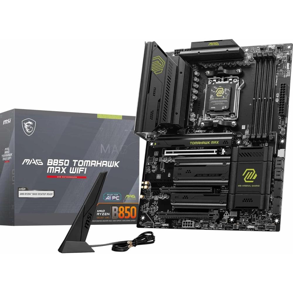 imageMSI MAG B850 Tomahawk MAX WiFi V1 Motherboard ATX  Supports AMD Ryzen 90008000  7000 Processors AM580A SPS VRM DDR5 Memory Boost 8400 MTs OC PCIe 50 x16 M2 Gen5 WiFi 7 5G LANMAG B850 TOMAHAWK MAX WIFI
