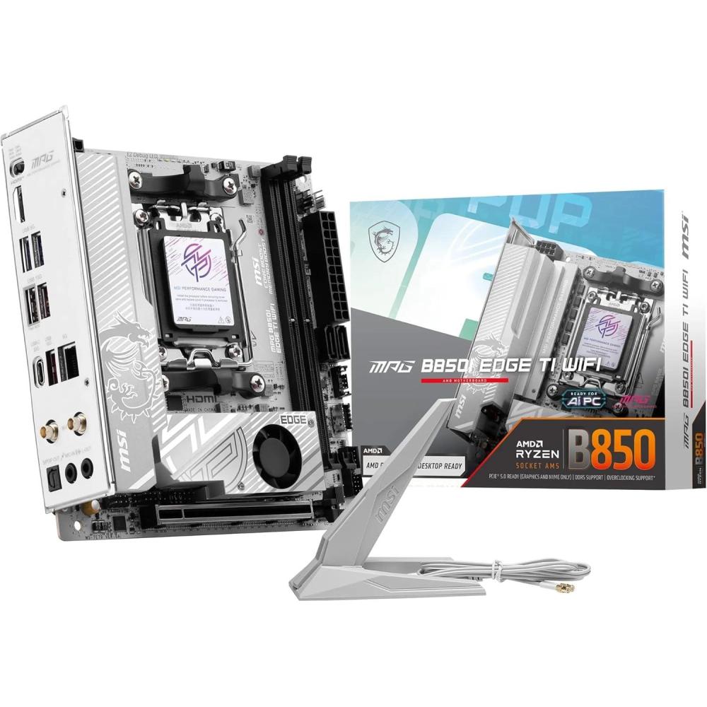 imageMSI MPG B850I Edge TI WiFi Motherboard ATX  Supports AMD Ryzen 90008000  7000 Processors AM590A SPS VRM DDR5 Memory Boost 8200MTs OC PCIe 50 x16 M2 Gen5 WiFi 7 5G LAN