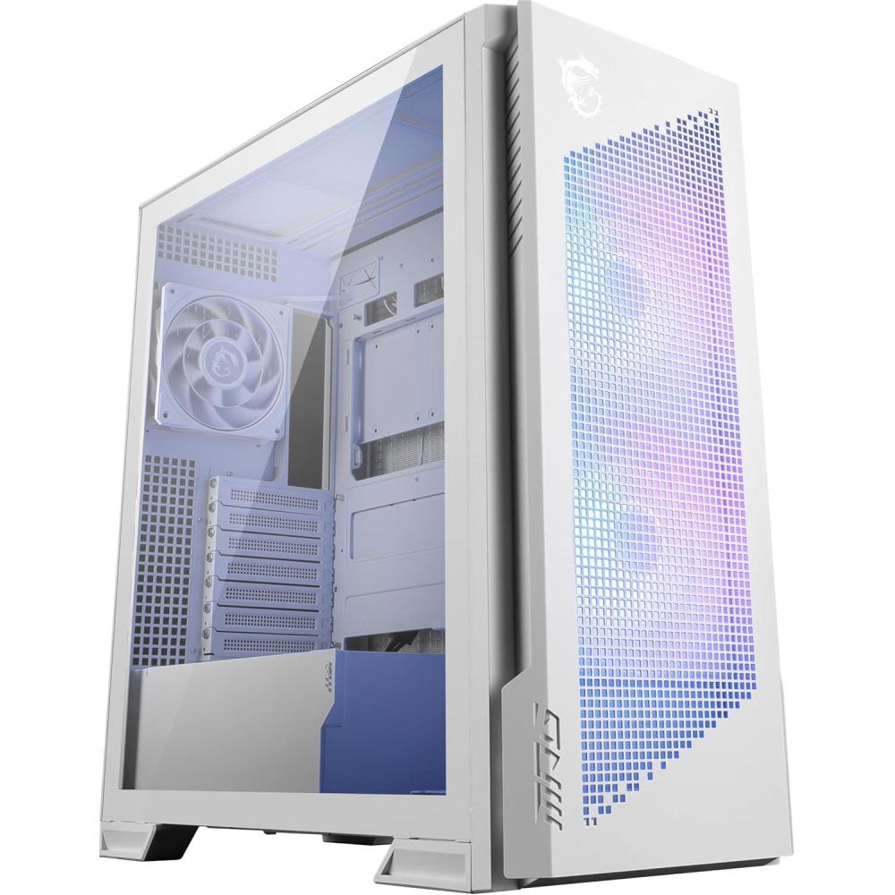 imageMSI MPG Velox 300R Airflow PZ White  MidTower Gaming PC Case  Tempered Glass Side Panel  2 x 160 mm Dual Layer Blades Fans  Liquid Cooling Support up to 360mm Radiator  Mesh Panel for Airflow