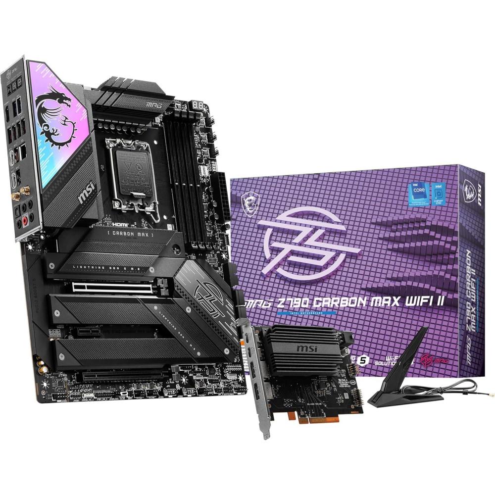 imageMSI MPG Z790 Carbon MAX WiFi II Gaming Motherboard Supports 12th13th14th Gen Intel Processors LGA 1700 DDR5 PCIe 50 M2 25Gbps LAN USB 4 WiFi 7 ATX