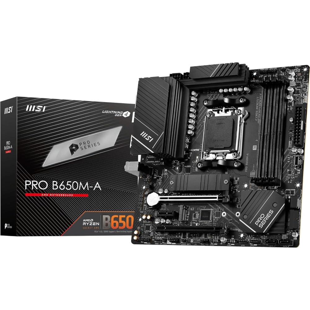 imageMSI PRO B650MA WiFi ProSeries Motherboard AMD Ryzen 900080007000 Series Processors AM5 DDR5 PCIe 40 M2 SATA 6Gbs USB 32 Gen 2 HDMIDP WiFi 6E Bluetooth 53 25Gbps LAN mATXPRO B650MA WIFI V1