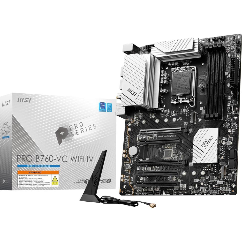 imageMSI PRO B760VC WiFi IV ProSeries Motherboard Support 14th13th12th Gen Intel Processors LGA 1700 DDR5 PCIe 40 M2 Slots 25Gbps LAN USB 32 Gen2 WiFi 7 Bluetooth 54 ATX