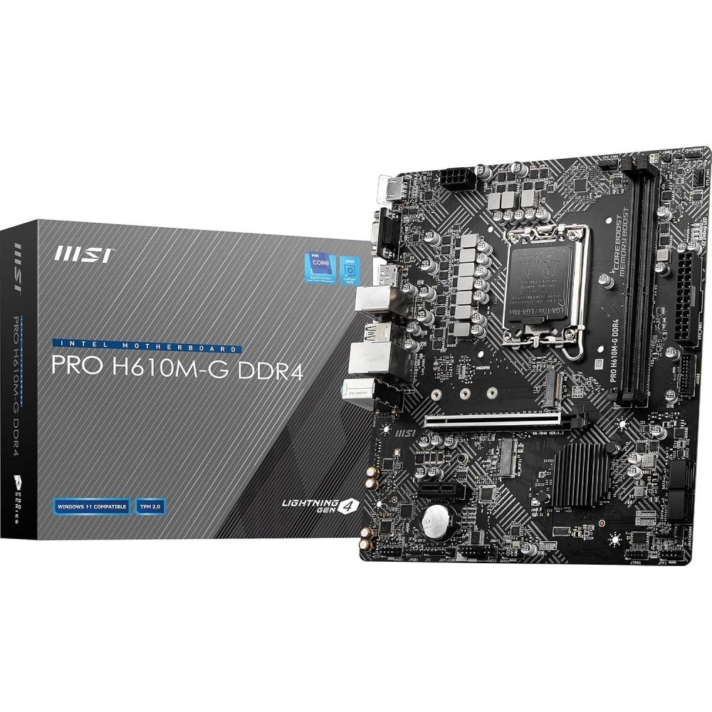 imageMSI PRO H610MG DDR4 V1 Motherboard 12th13th14th Gen Intel Core LGA 1700 Socket DDR4 PCIe 4 SATA 6Gbs 1Gbps LAN M2 Slots USB 32 mATX