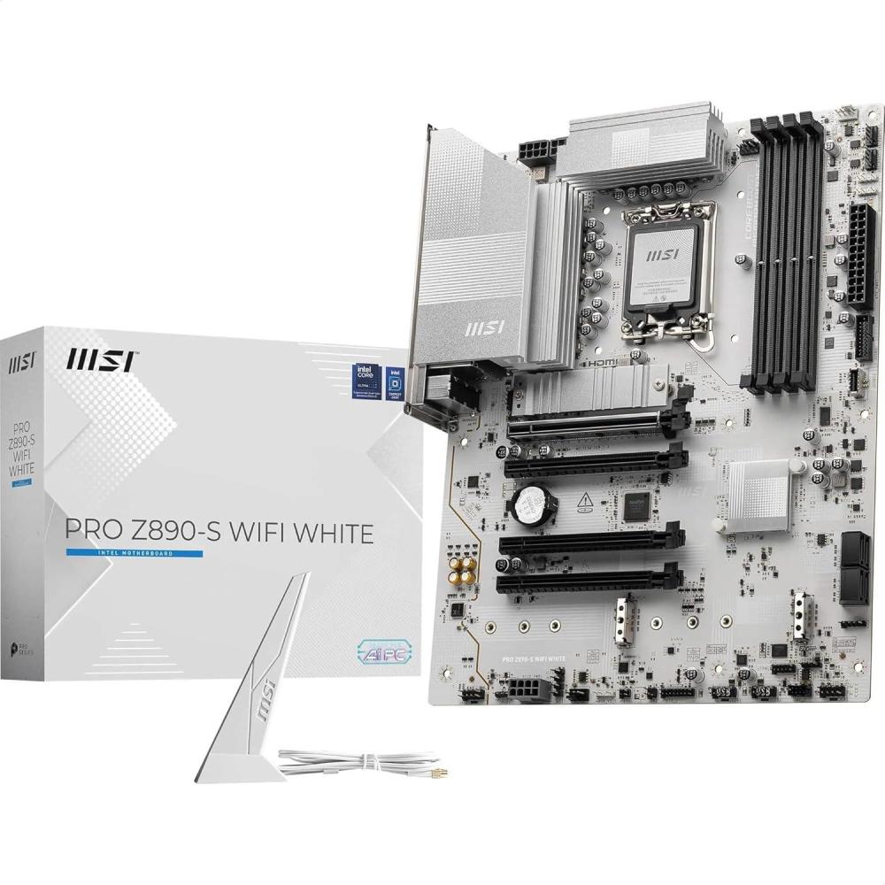imageMSI PRO Z890S WiFi White Motherboard ATX  Supports Intel Core Ultra Processors Series 2 LGA 1851  DDR5 Memory Boost 8600 MTs OC PCIe 50 x16 ampamp 40 x16 M2 Gen5 WiFi 7 25G LAN