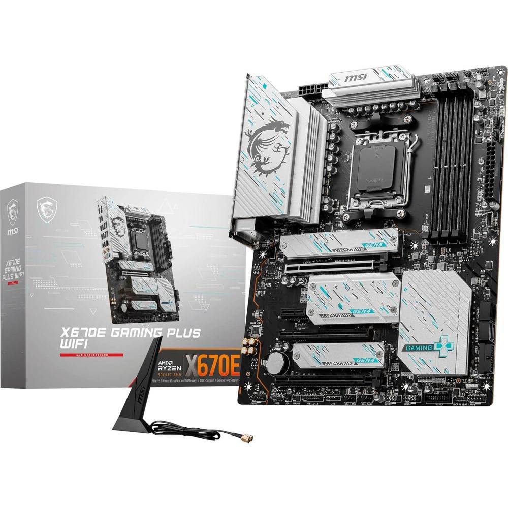 imageMSI X670E GAMING PLUS WIFI Gaming Motherboard AMD Ryzen 900080007000 Series Processors AM5 DDR5 PCIe 50 SATA 6Gbs M2 slots USB 32 Gen 2 WiFi 6E Bluetooth 53 25Gbps LAN HDMIDPATX