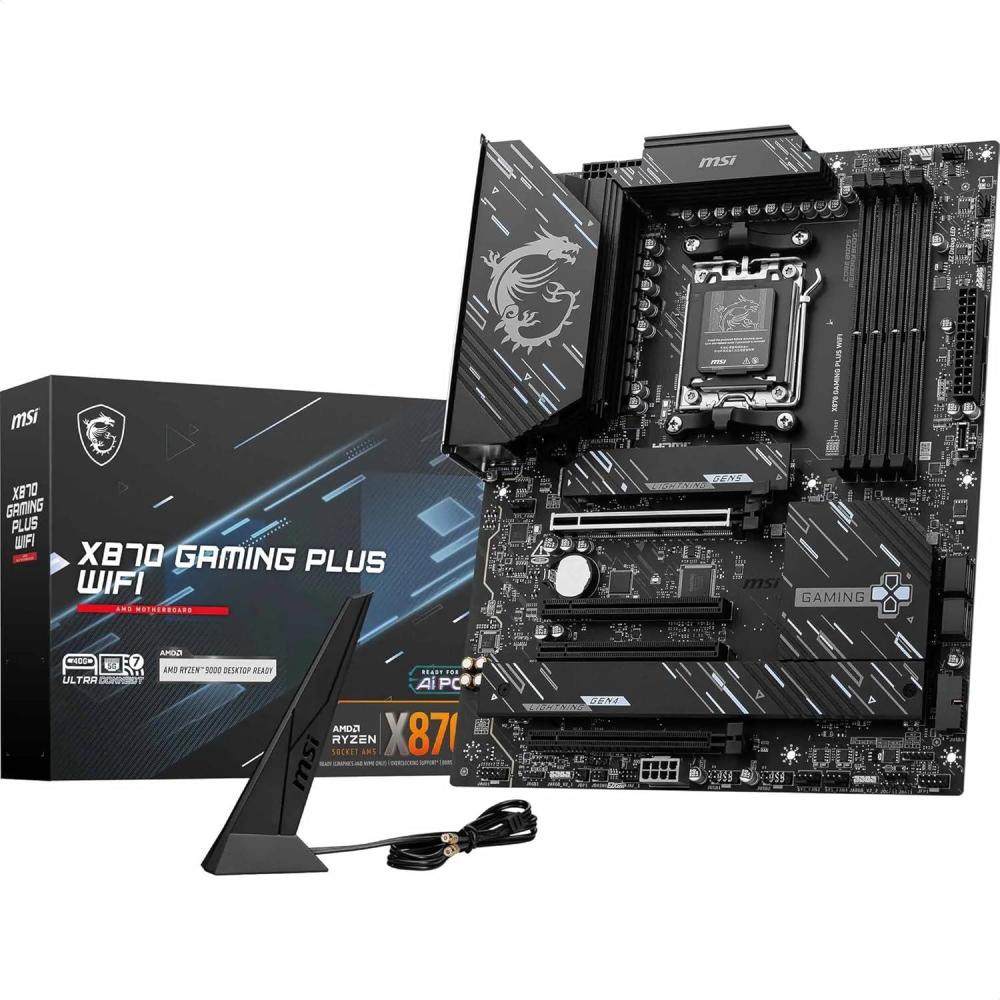 imageMSI X870 Gaming Plus WiFi V1 Motherboard ATXSupports AMD Ryzen 900080007000 Processors AM560A SPS VRM DDR5 Memory Boost 8200 MTs OC PCIe 50 x16 ampamp 40 x16 M2 Gen5 WiFi 7 5G LAN