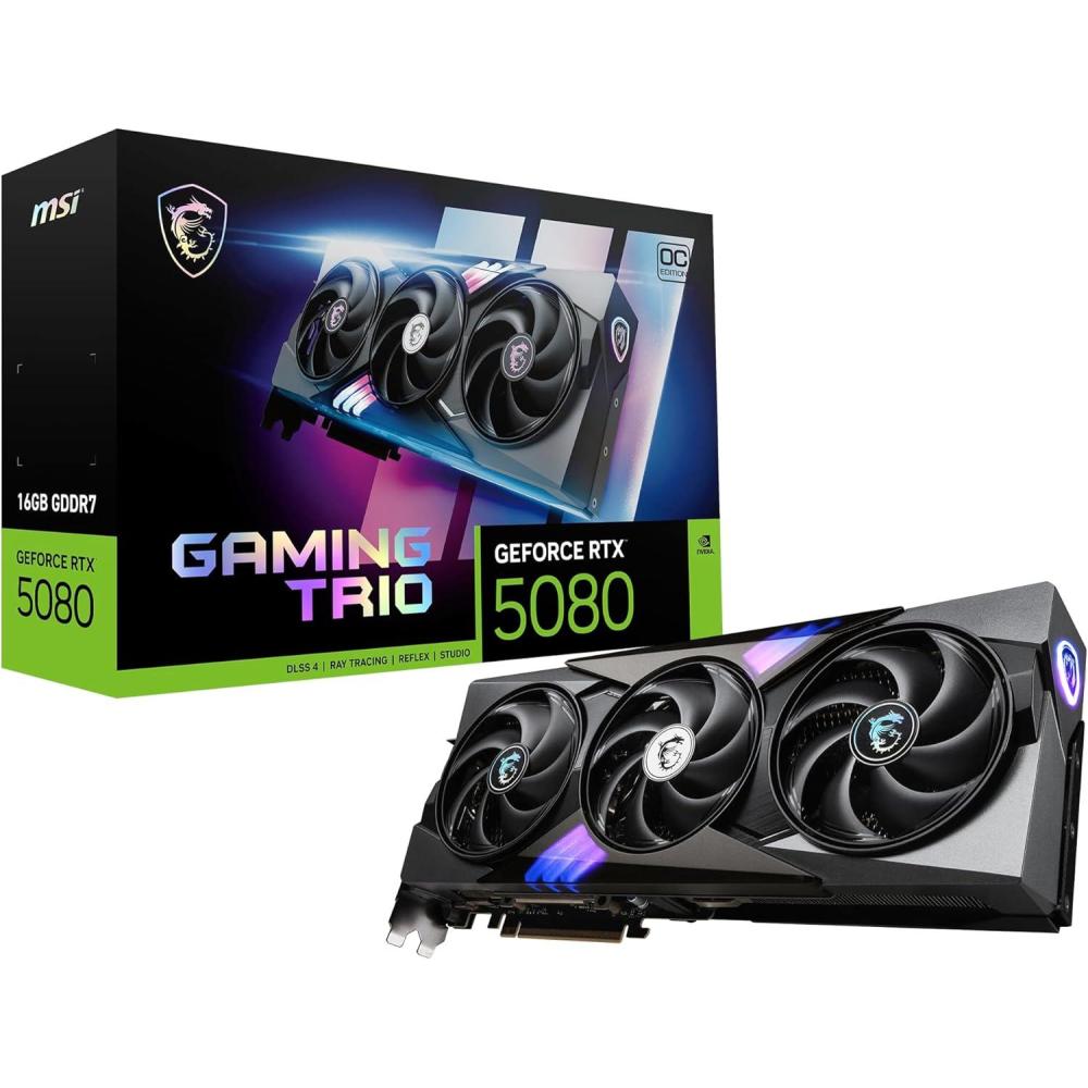imagemsi Gaming RTX 5080 16G Gaming Trio OC Graphics Card 16GB GDDR7 256bit Extreme Performance 2715 MHz DisplayPort x 3 21a HDMI 21b NVIDIA Blackwell Architecture