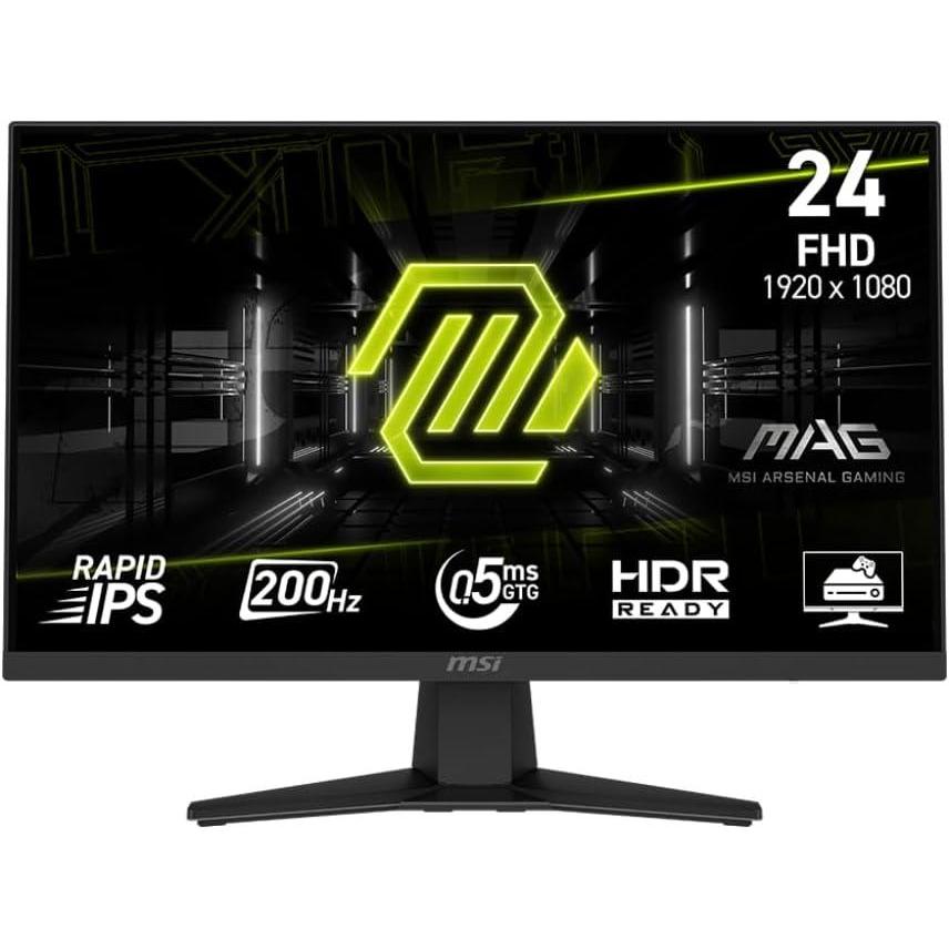 imagemsi MAG 244F 24inch 1920 x 1080 FHD Gaming Monitor 200Hz Adaptive Sync HDMI DisplayPort VESA Mountable Tilt Height Adjustable Speaker 05ms Black