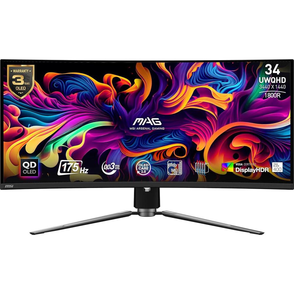 imagemsi MPG 341CQPX QDOLED 34inch Curved OLED Gaming Monitor 3440 x 1440 UWQHD 003ms Response time 240Hz True Black HDR 400 HDMI DP Port USB Type C Tilt Height Adjustable34
