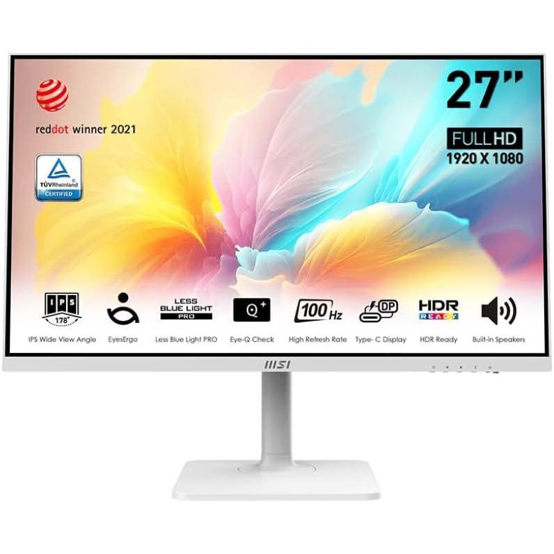 imagemsi Modern MD2712PW 27inch IPS 1920 x 1080 FHD Computer Monitor AdaptiveSynch HDR Ready HDMI USBC 15W Power Delivery Speaker VESA Mountable Height Adjustable 1ms Whitelaptop