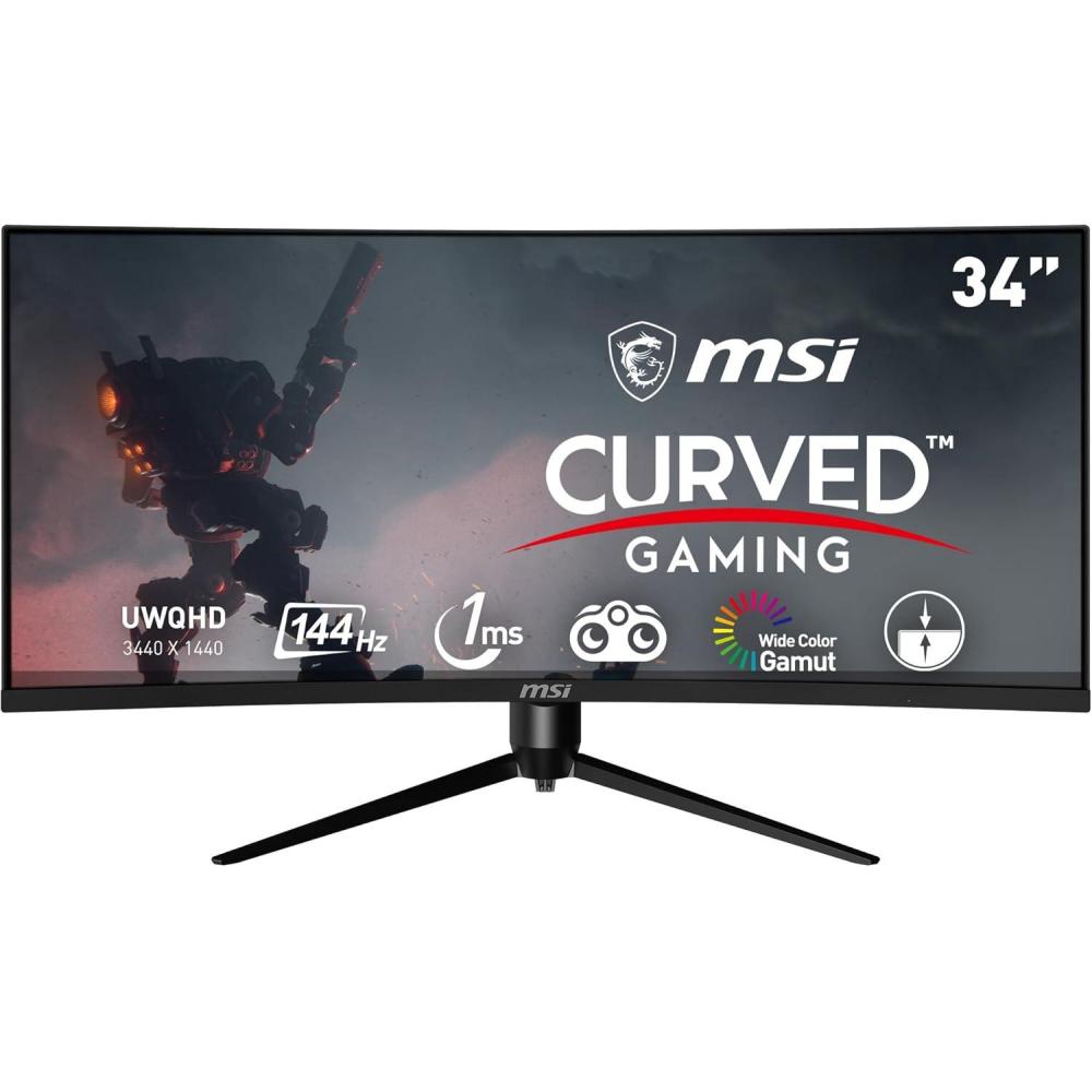 imagemsi Optix MAG342CQR 34quot Curved Gaming Monitor 3440 x 1440 UWQHD 1500R Curvature 144Hz Refresh Rate 1ms Response Time AMD Freesync TiltSwivelHeightPivot Adjustment BlackOptix MAG342CQR